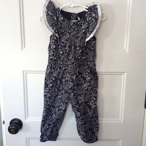 Janie and Jack navy and white floral romper